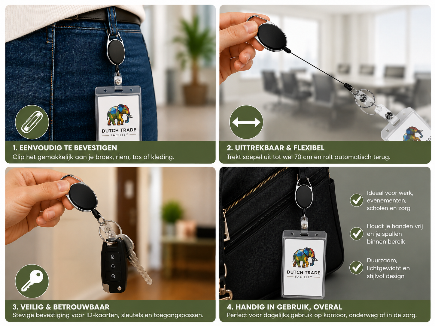 20 stuks Badgehouder met Clip & Trekkoord - Afbeelding 2