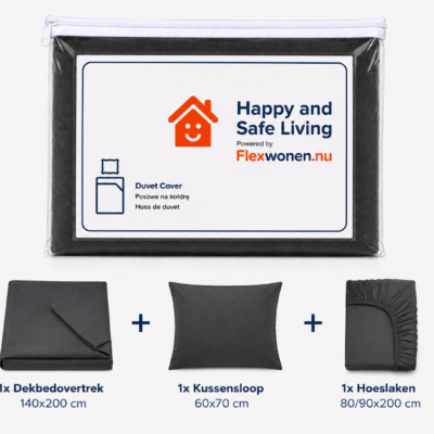 Private Label 3-in-1 Dekbedovertrek Set, Antraciet