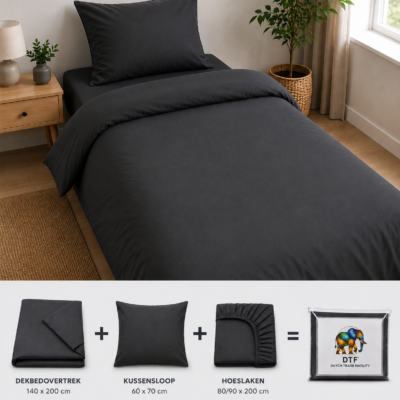 Dekbedovertrek 3-in-1 Set, Antraciet